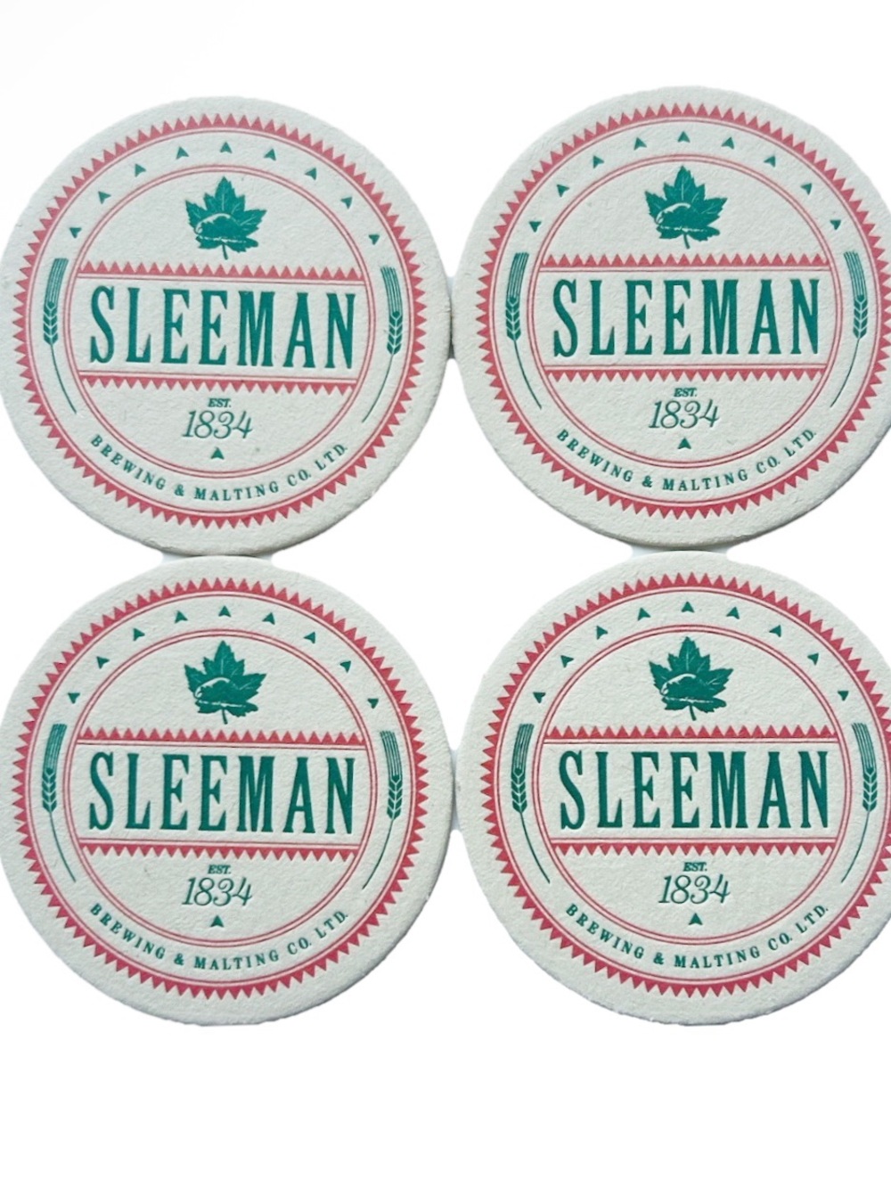 Vintage Sleeman Brewery Cardboard Coasters Set of 4 Silver Creek Lager Beer Ale
